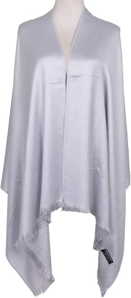 LMVERNA Women's Sparkling Metallic Soft Pashmina Shawls and Wraps Scarf in Solid Colors