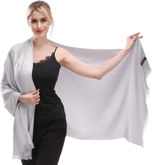 LMVERNA Women's Sparkling Metallic Soft Pashmina Shawls and Wraps Scarf in Solid Colors