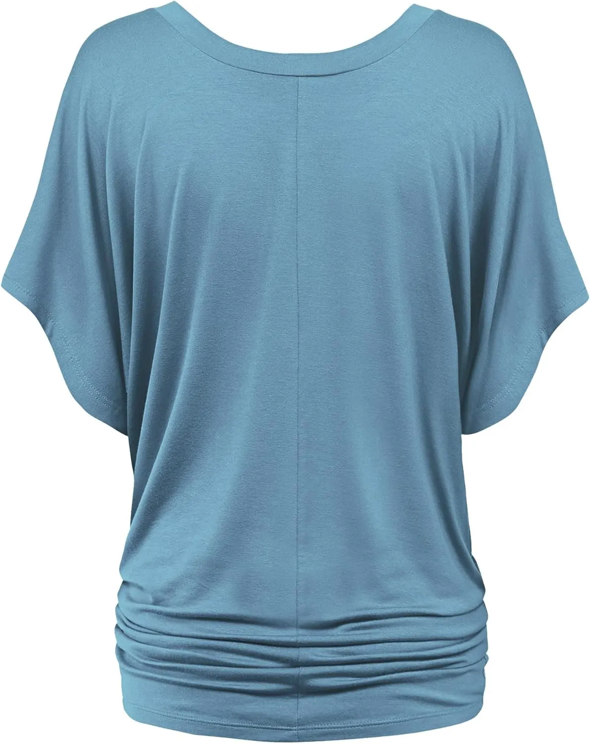Lock and Love Women's Short Sleeve Crew Neck/V Neck Tie-Dye Dolman Tunic Top