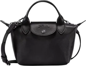 Longchamp 'Le Pliage X-Small Xtra Leather Top Handle Tote Shoulder Bag, Black