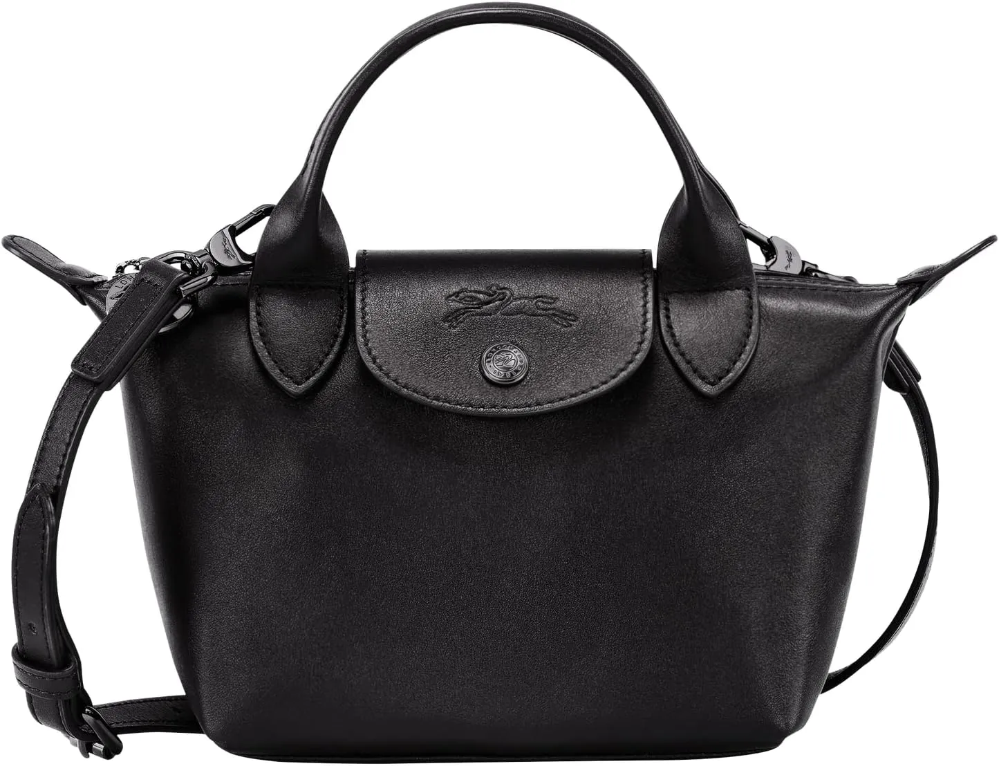 Longchamp 'Le Pliage X-Small Xtra Leather Top Handle Tote Shoulder Bag, Black