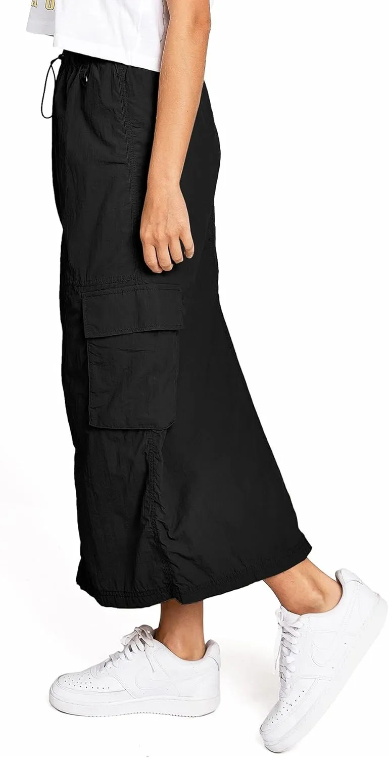 Love Tree Women's Juniors Light Nylon Parachute Skater Cargo Skirt, Small