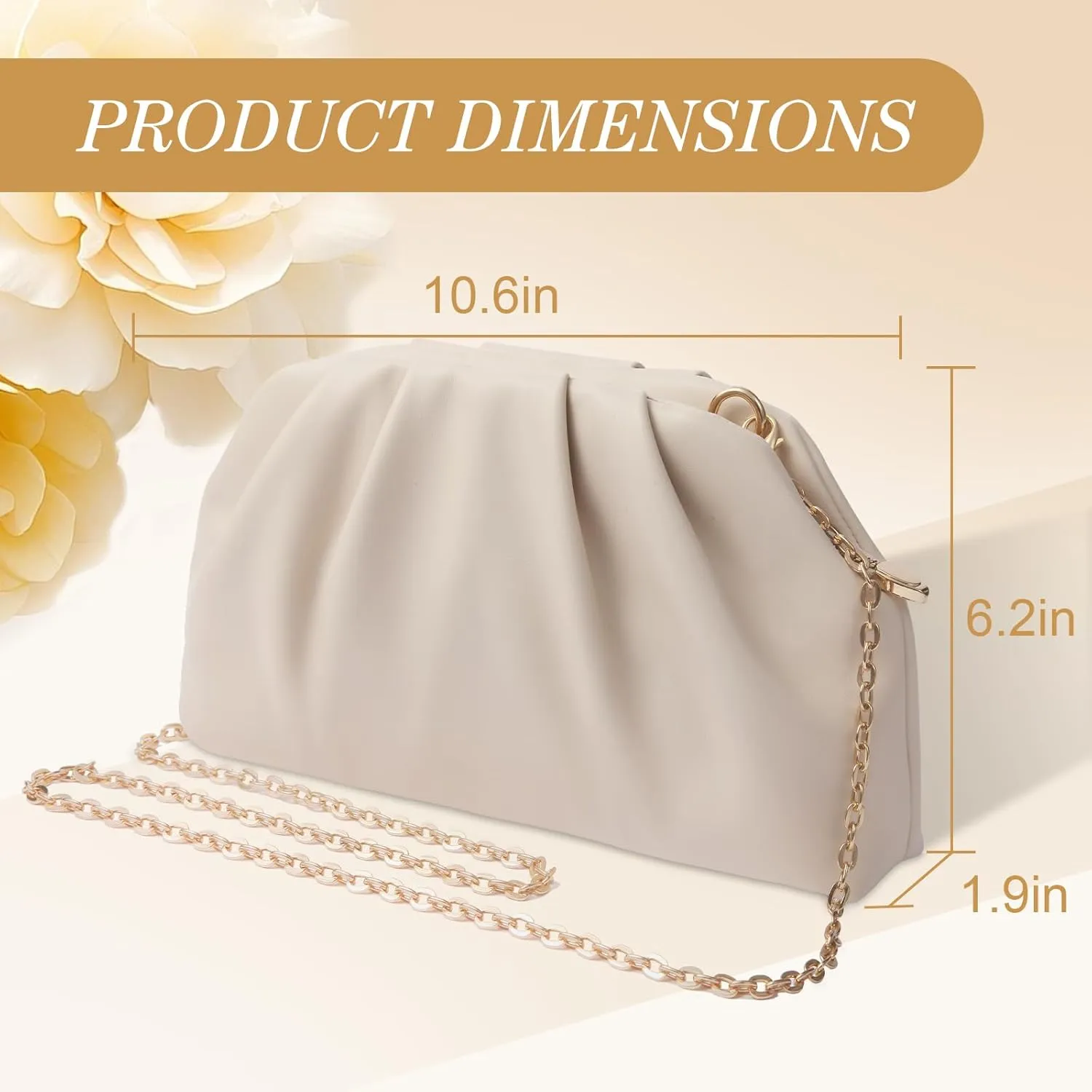 lovyoCoCo Clutch Purse for Women Soft Pleated PU Wedding Clutch, Elegant Evening Bag for Galas, Proms,Cocktail Parties