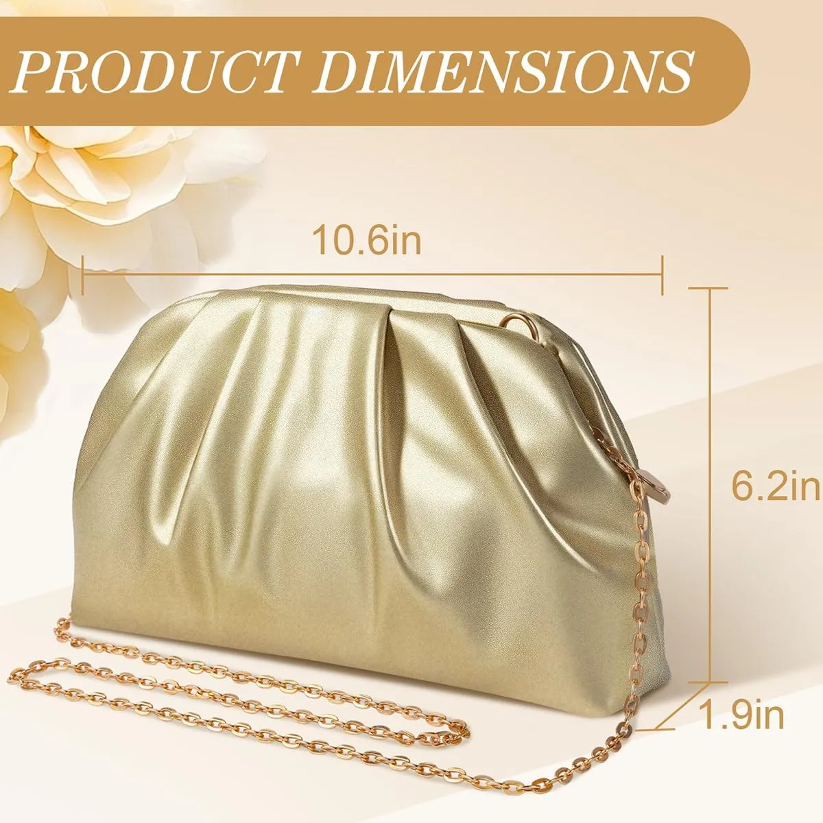 lovyoCoCo Clutch Purse for Women Soft Pleated PU Wedding Clutch, Elegant Evening Bag for Galas, Proms,Cocktail Parties