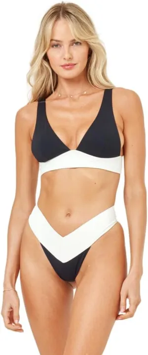 L*Space Harley Bikini Top for Women, Two-Piece Swim Featuring Medium Coverage, Plunge Neckline, Tie Back & Wide Straps