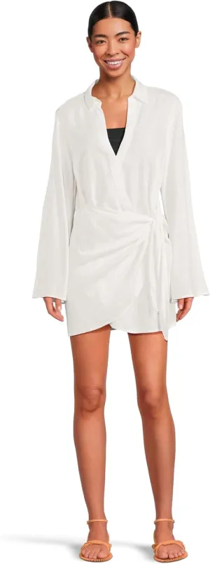L*Space Las Palmas Dress for Women, Mini-Dress with Tie Front Wrap, Adjustable Tie, Plus Hook & Eye Closure