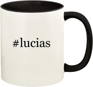 #lucias - 11oz Hashtag Ceramic Colored Handle and Inside Coffee Mug Cup, Black