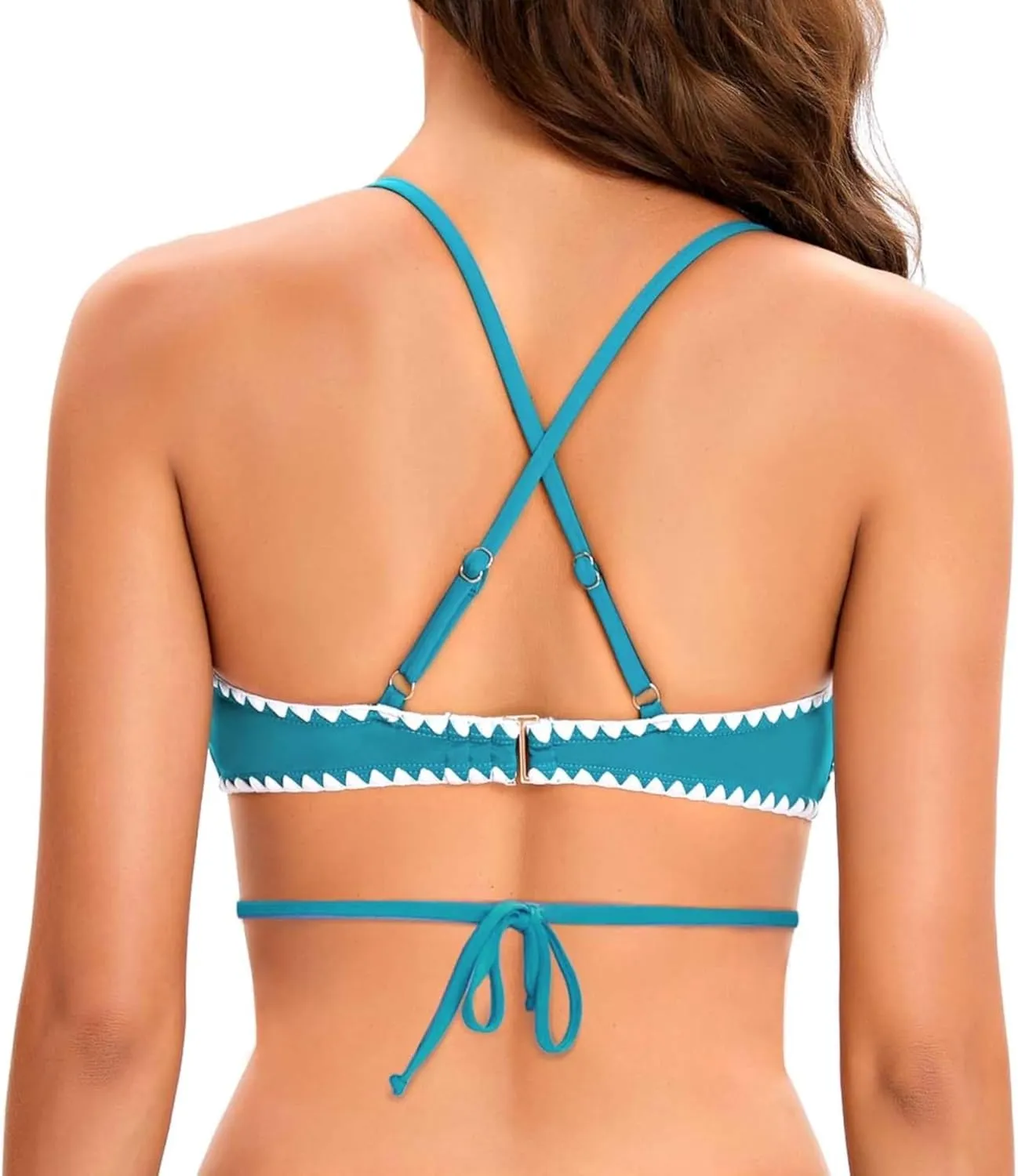Lucky Brand Women's Shell Stitch Wrap Bikini Top, Adjustable, Tie Back, Swimwear Separates