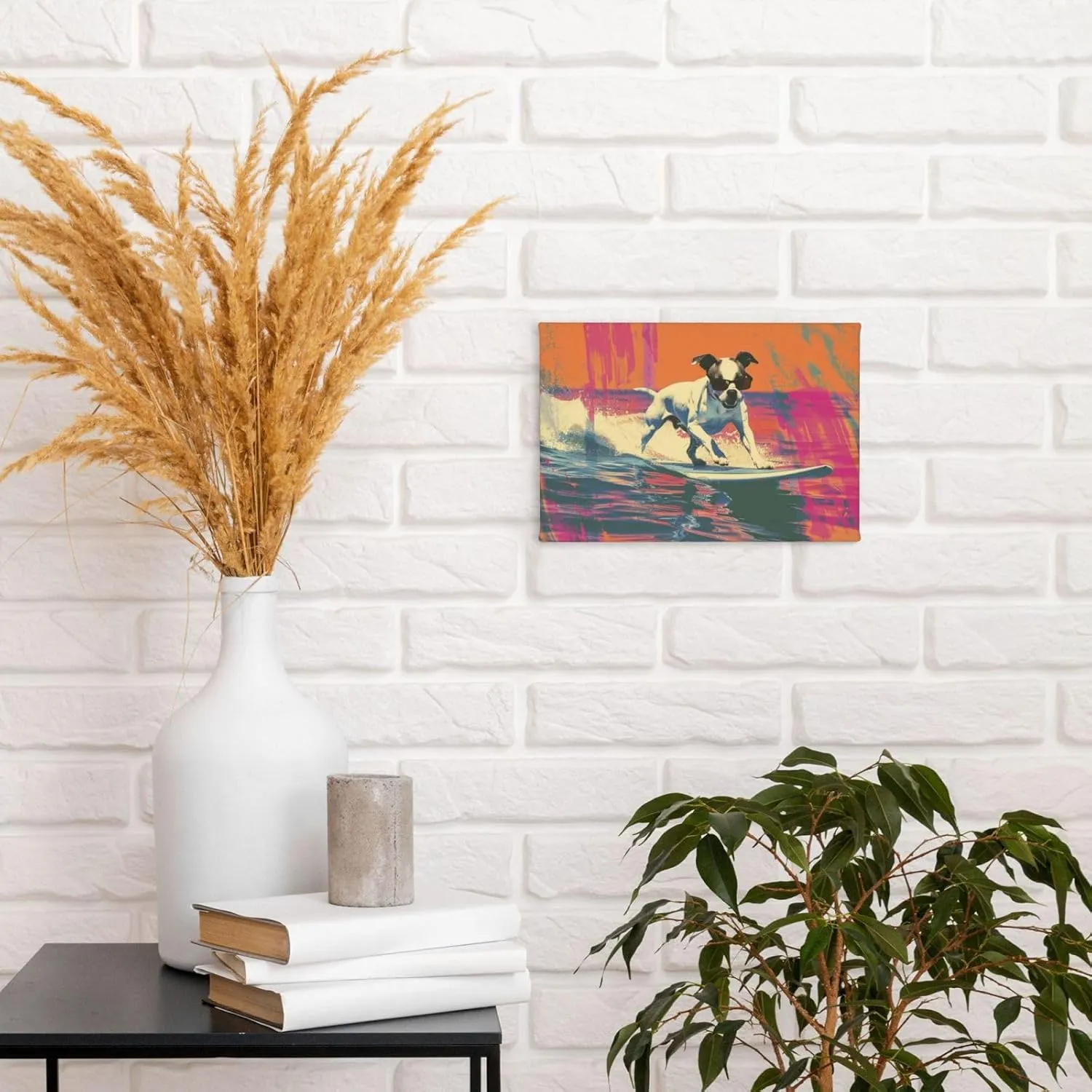 MA6GE8DE Canvas For Painting Poster Surfing Dog Bathroom Decor,Home Bathroom,Office,Man Cave,Study Decorative Paintings,Gifts For Surfing Lovers & Dog Master,Funny Surfing Dog Decor Poster 8x12 inch