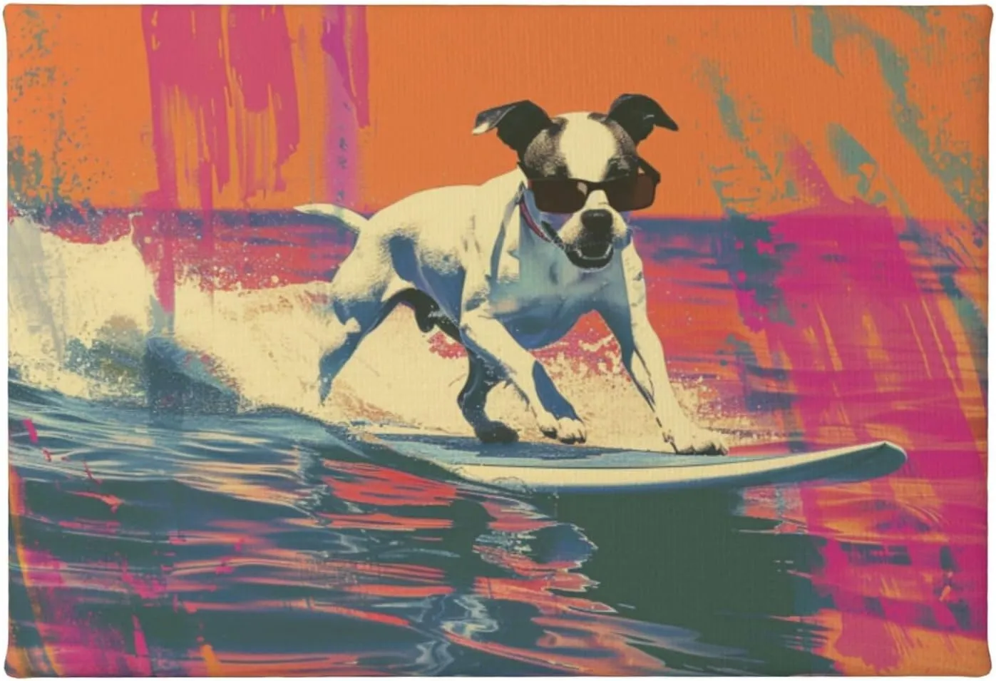 MA6GE8DE Canvas For Painting Poster Surfing Dog Bathroom Decor,Home Bathroom,Office,Man Cave,Study Decorative Paintings,Gifts For Surfing Lovers & Dog Master,Funny Surfing Dog Decor Poster 8x12 inch