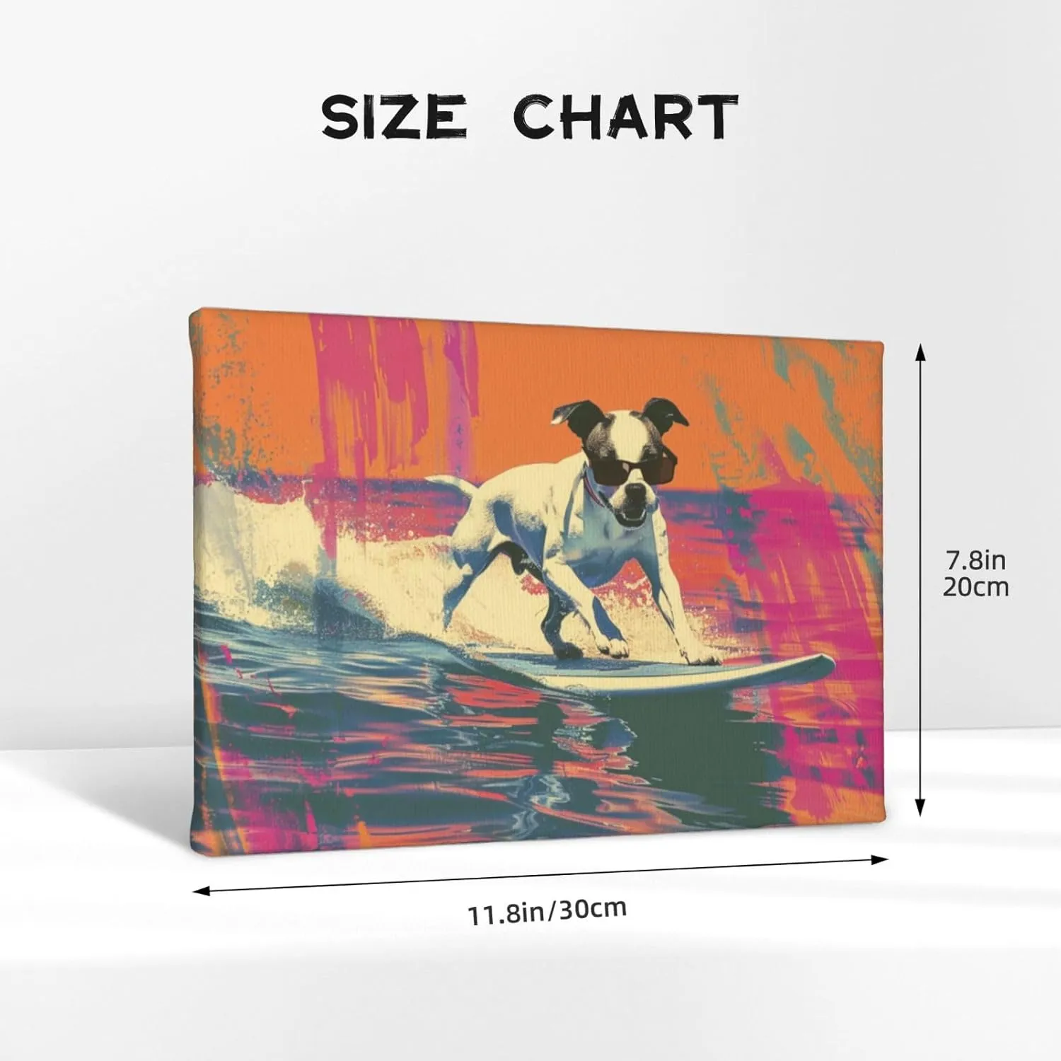 MA6GE8DE Canvas For Painting Poster Surfing Dog Bathroom Decor,Home Bathroom,Office,Man Cave,Study Decorative Paintings,Gifts For Surfing Lovers & Dog Master,Funny Surfing Dog Decor Poster 8x12 inch