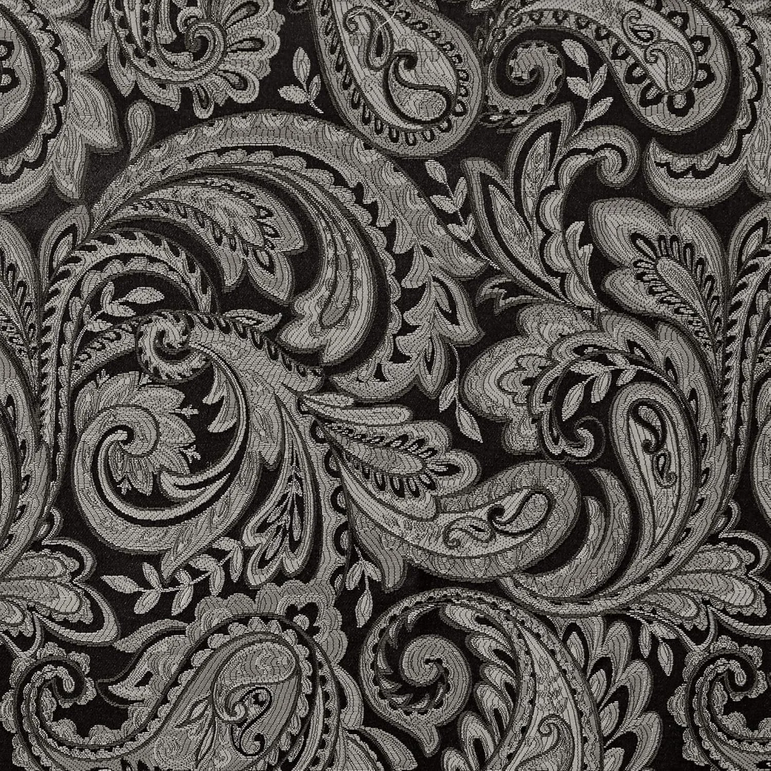 Madison Park Aubrey Jacquard Rod Pocket Valance , Classic Elegant Silk Paisley Valances for Windows , 50X18" , Black