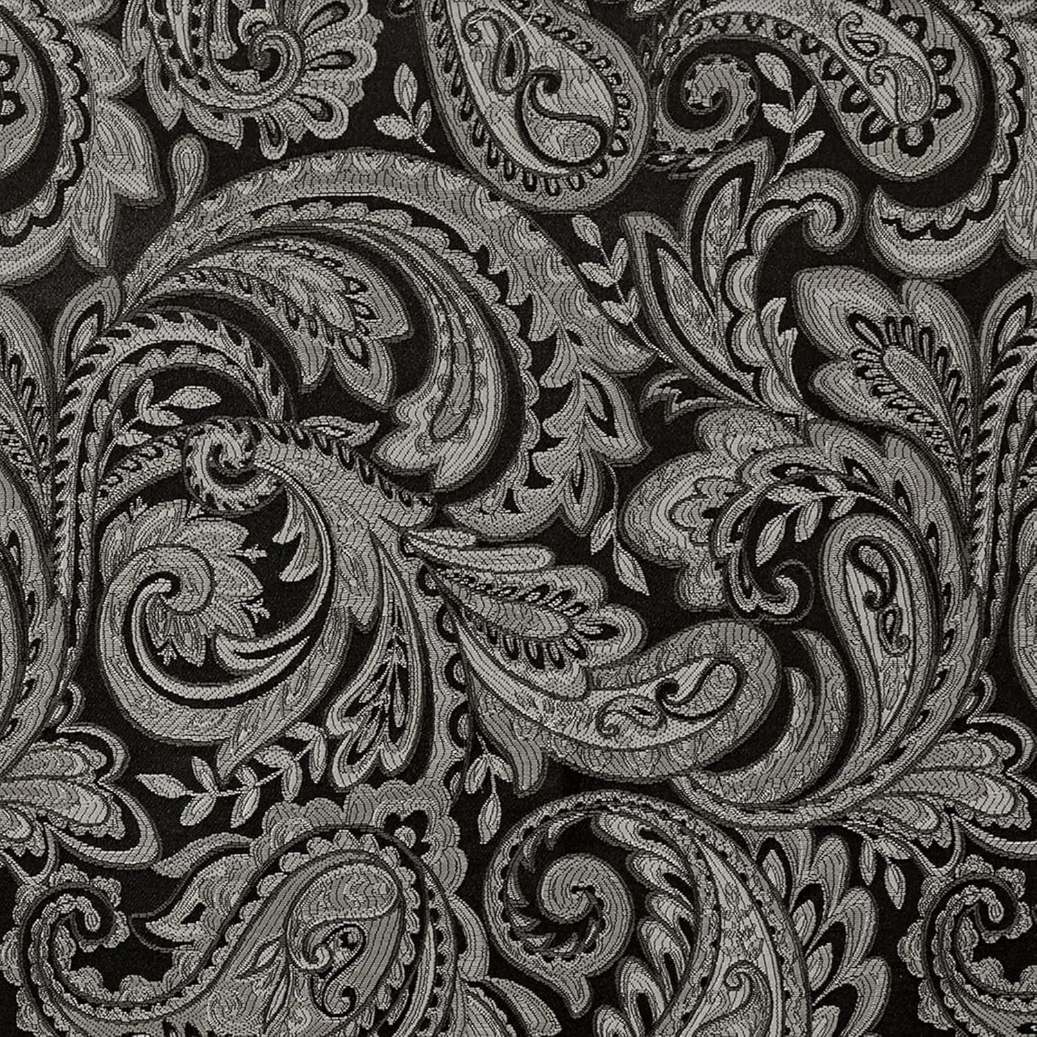 Madison Park Faux Silk Paisley Jacquard, Rod Pocket Curtain with Privacy Lining for Living Room, Kitchen, Bedroom and Dorm, 50 in x 18 in, Black Bead Trim