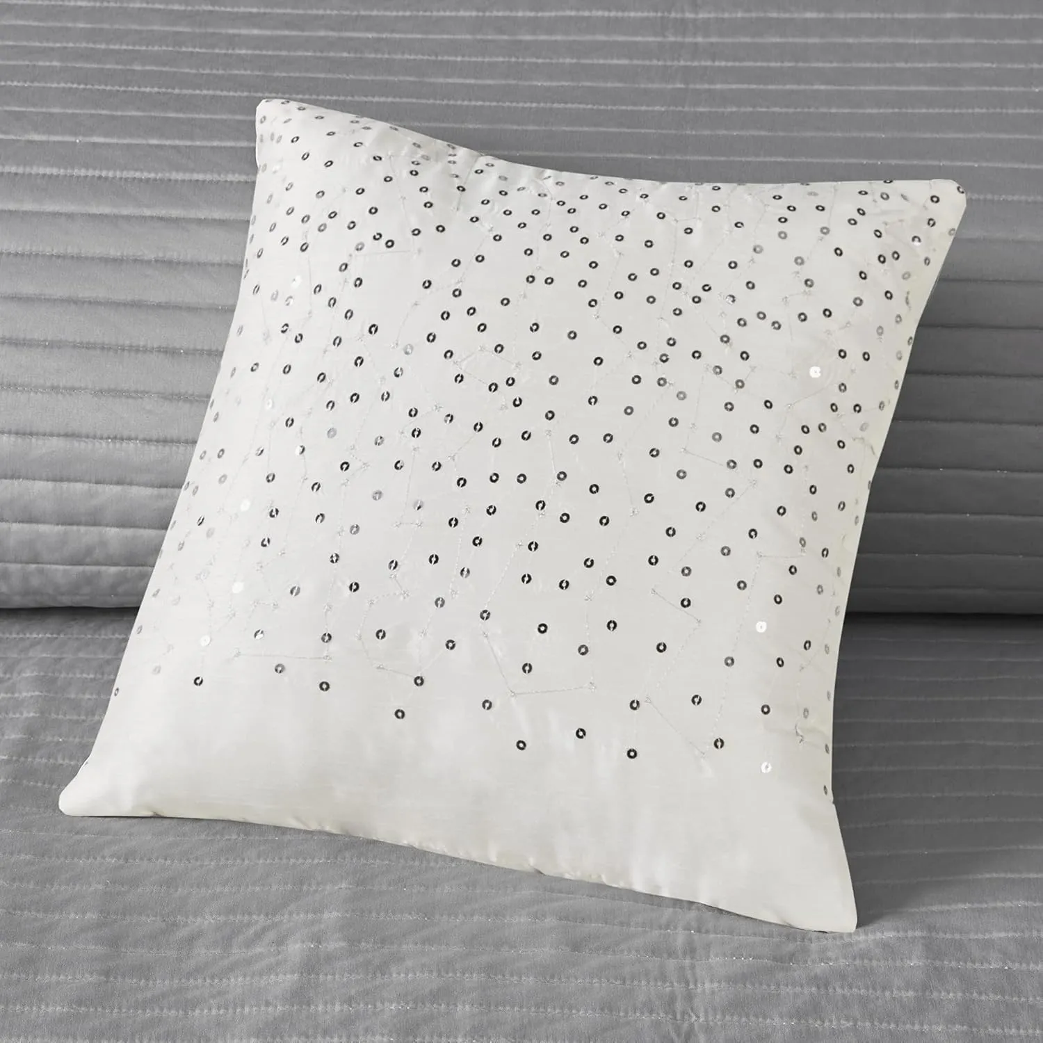 Madison Park King Quilt Set Lustrous Jacquard & Glitter Accent Coverlet Set for King Size Bed - All Season, Lightweight King Quilt Set, Shams, Decorative Pillow, King/Cal King Chevron Grey/Navy