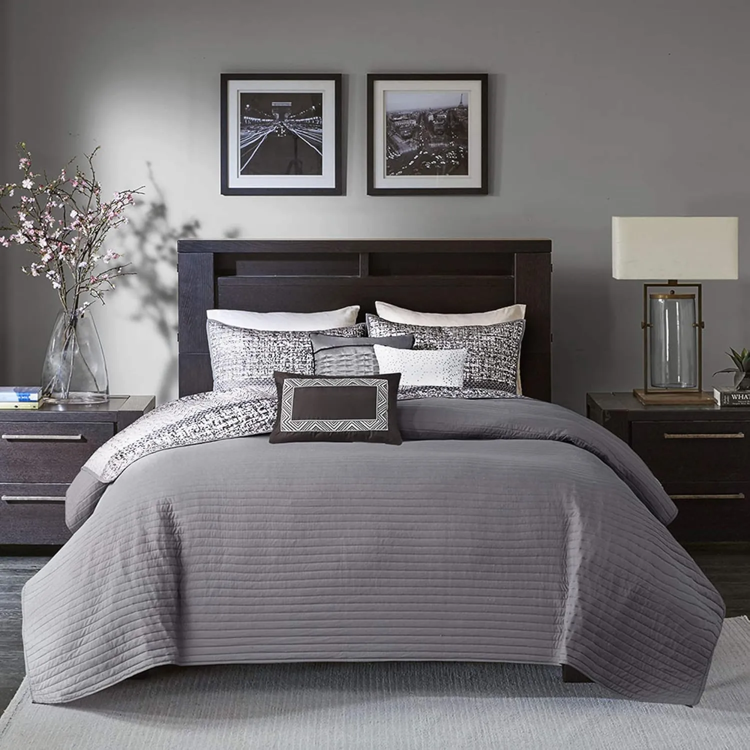 Madison Park Quilted Cal King Coverlet Set in Grey/Taupe Finish MP13-3400