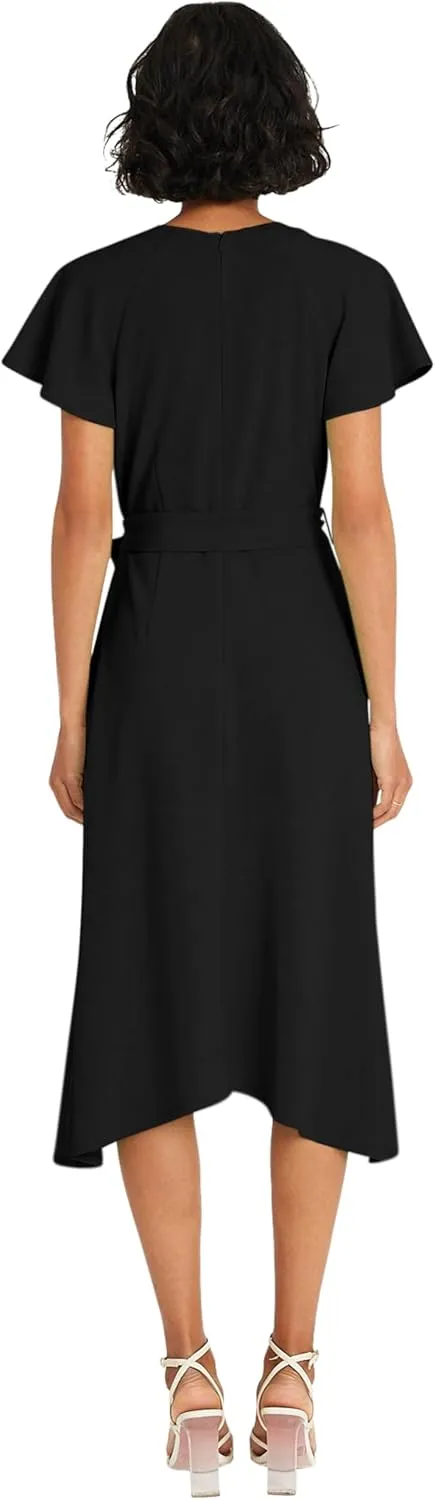 Maggy London Flutter Sleeve and Waist Tie Cocktail Multi Occasion Wedding Guest Dresses for Women