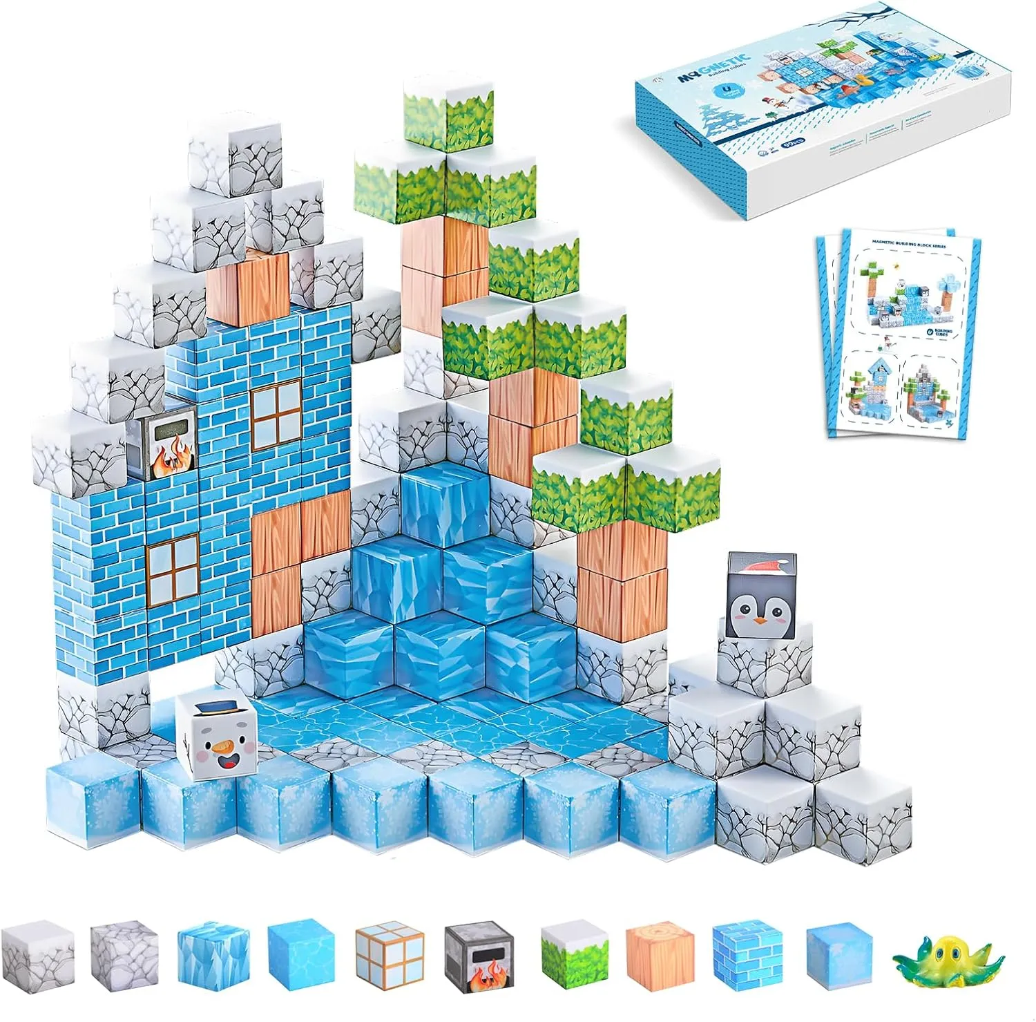 Magnetic Building Blocks Set for Kids Ages 3-8 STEM Sensory Magnet Cubes Toys Educational Construction Gifts for Boys Girls Easter Birthday Travel Outdoor Games (2.5cm/1 in) (Oceans)