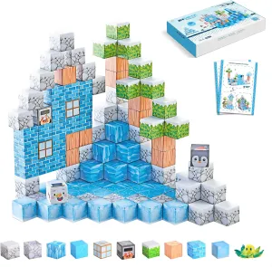 Magnetic Building Blocks Set for Kids Ages 3-8 STEM Sensory Magnet Cubes Toys Educational Construction Gifts for Boys Girls Easter Birthday Travel Outdoor Games (2.5cm/1 in) (Oceans)