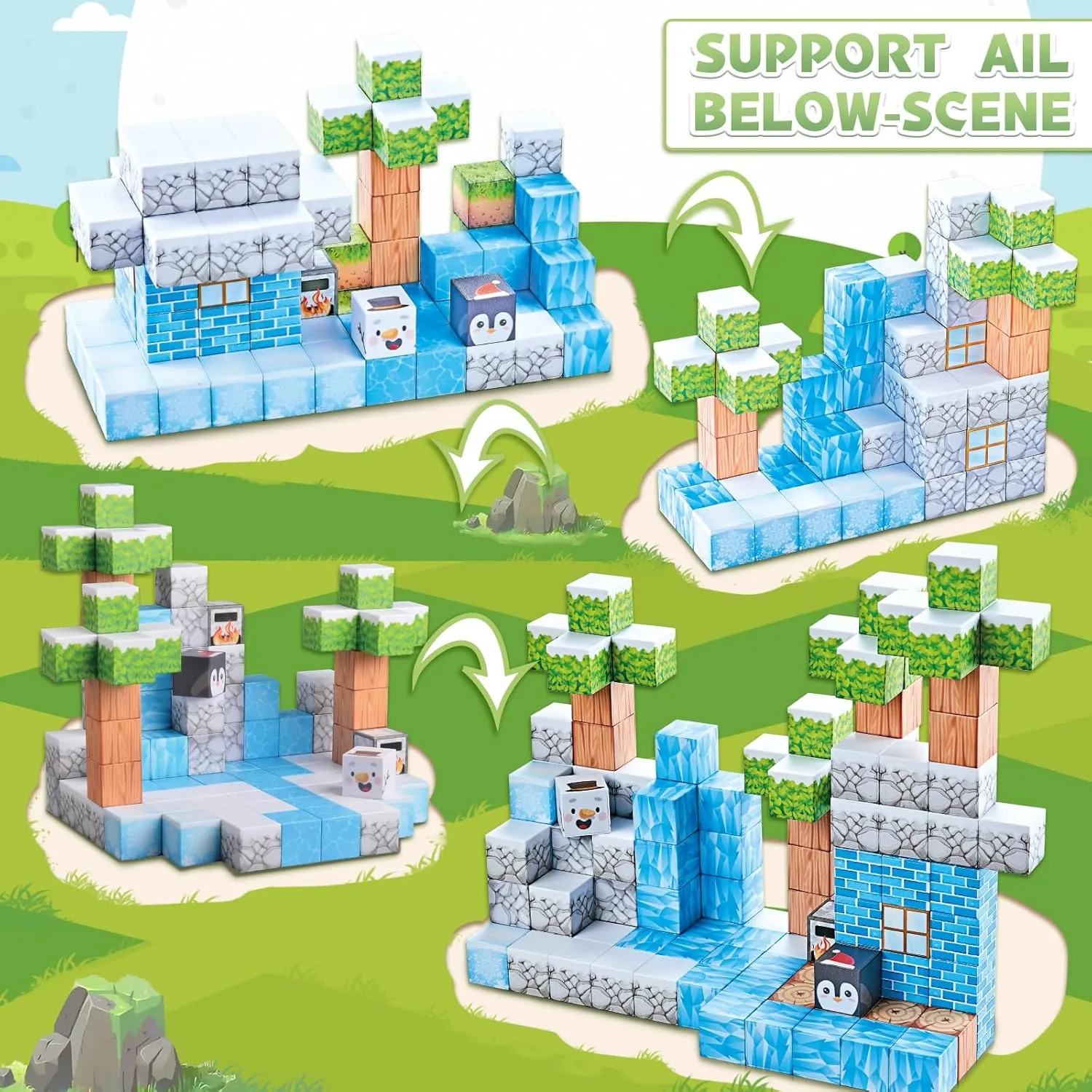 Magnetic Building Blocks Set for Kids Ages 3-8 STEM Sensory Magnet Cubes Toys Educational Construction Gifts for Boys Girls Easter Birthday Travel Outdoor Games (2.5cm/1 in) (Oceans)
