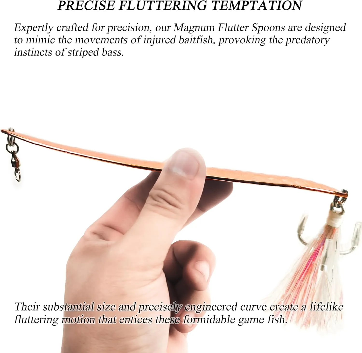 Magnum Flutter Spoon Jigging Lures, 7.5 Inch Large Hard Metal Trolling Casting Striper Sinking Fishing Spoon Baits for Striped Bass, Salmon, Walleye, Saltwater, Freshwater, Deep Sea Fishing