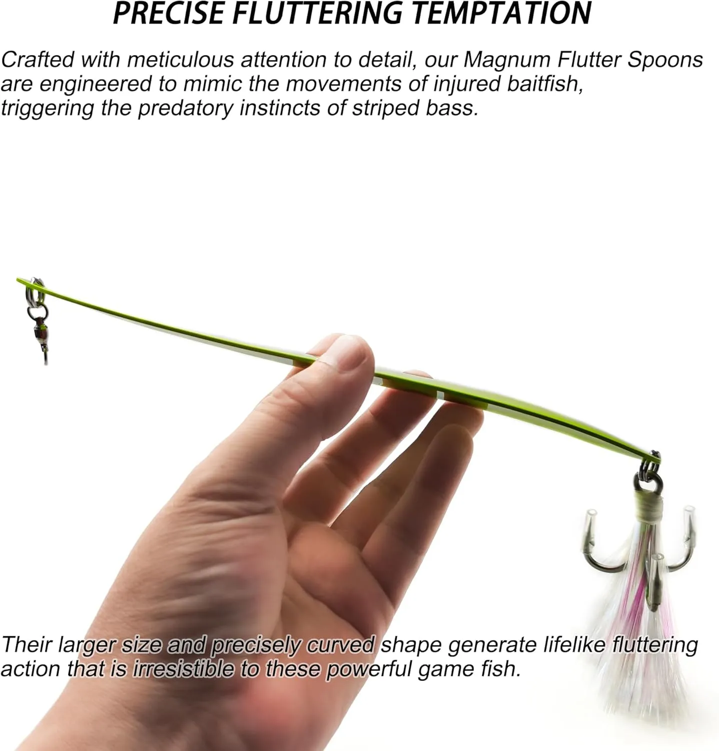 Magnum Flutter Spoon Jigging Lures, 8-9 Inch Large Hard Metal Sinking Trolling Casting Striper Fishing Spoon Baits for Striped Bass, Salmon, Walleye, Saltwater, Freshwater, Deep Sea Fishing