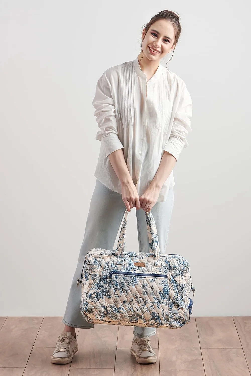 Maison d' Hermine Weekender Bags for Women Cotton Quilted Duffel Overnight Luggage Weekend Bag for Men Gym Sports Gifts Travel Business Travellers Family Trip