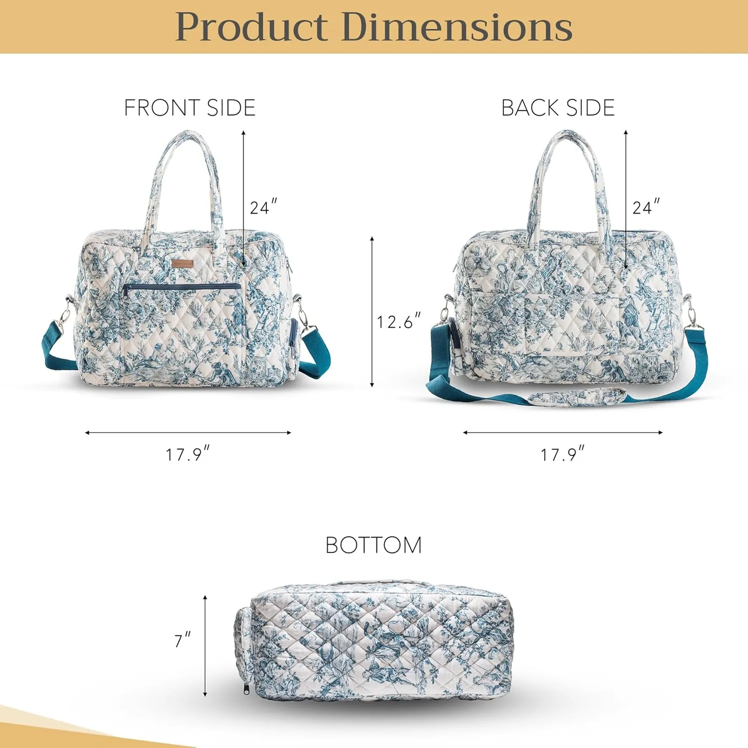 Maison d' Hermine Weekender Bags for Women Cotton Quilted Duffel Overnight Luggage Weekend Bag for Men Gym Sports Gifts Travel Business Travellers Family Trip