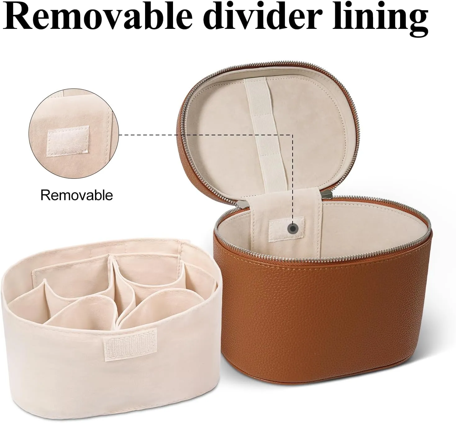 Makeup Bag, Travel Make up Case with Compartments and Handle, Portable Cosmetic Organizer Bags,Toiletry Bag for Women