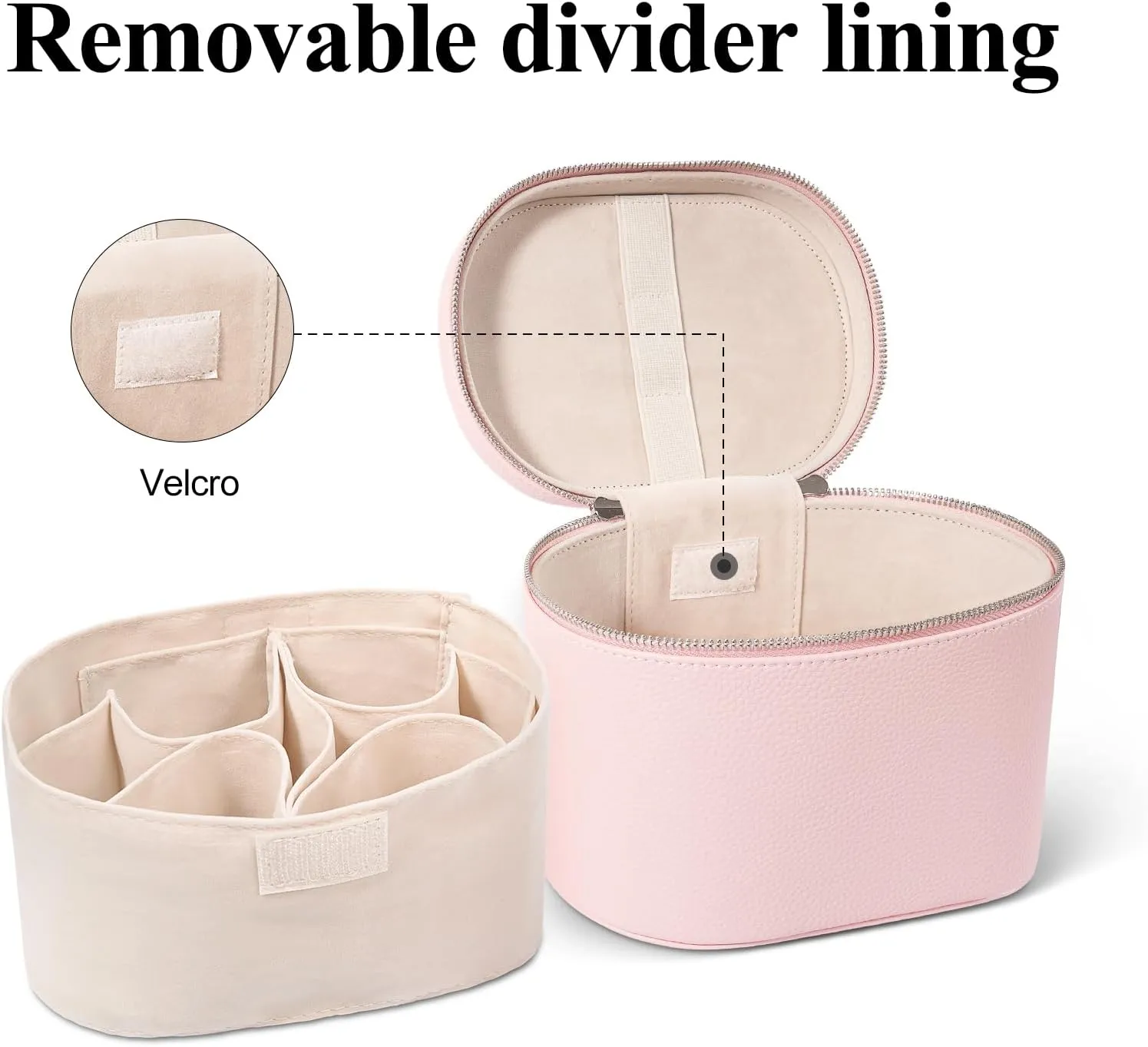 Makeup Bag, Travel Make up Case with Compartments and Handle, Portable Cosmetic Organizer Bags,Toiletry Bag for Women