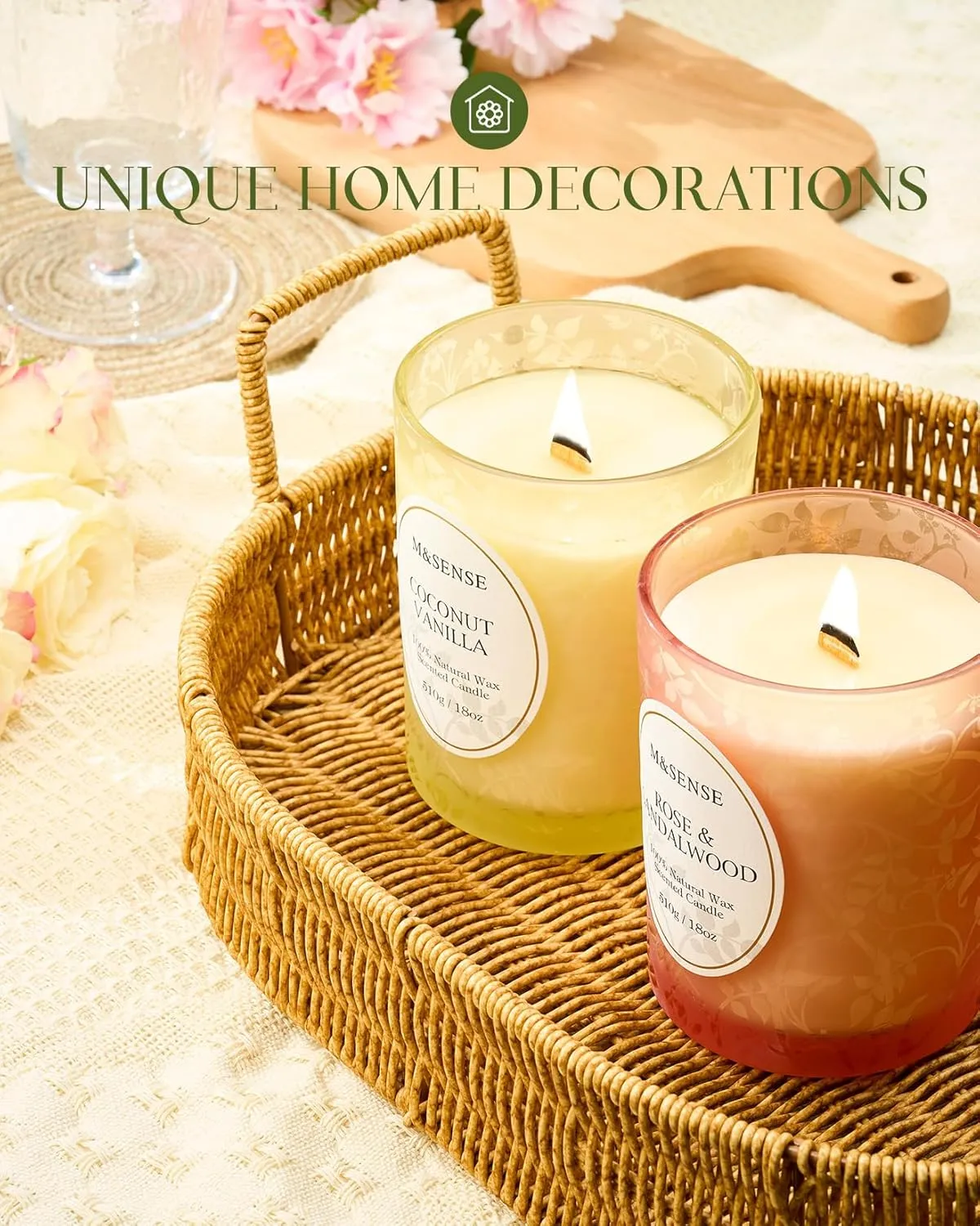 M&SENSE Misty Forest Eucalyptus Pine Scented Candles, Wooden Wick Natural Soy Wax, 100 Hours Slow Burning 18oz, Stress Relief Aromatherapy Home Decor Candle, Gifts for Men Women Father