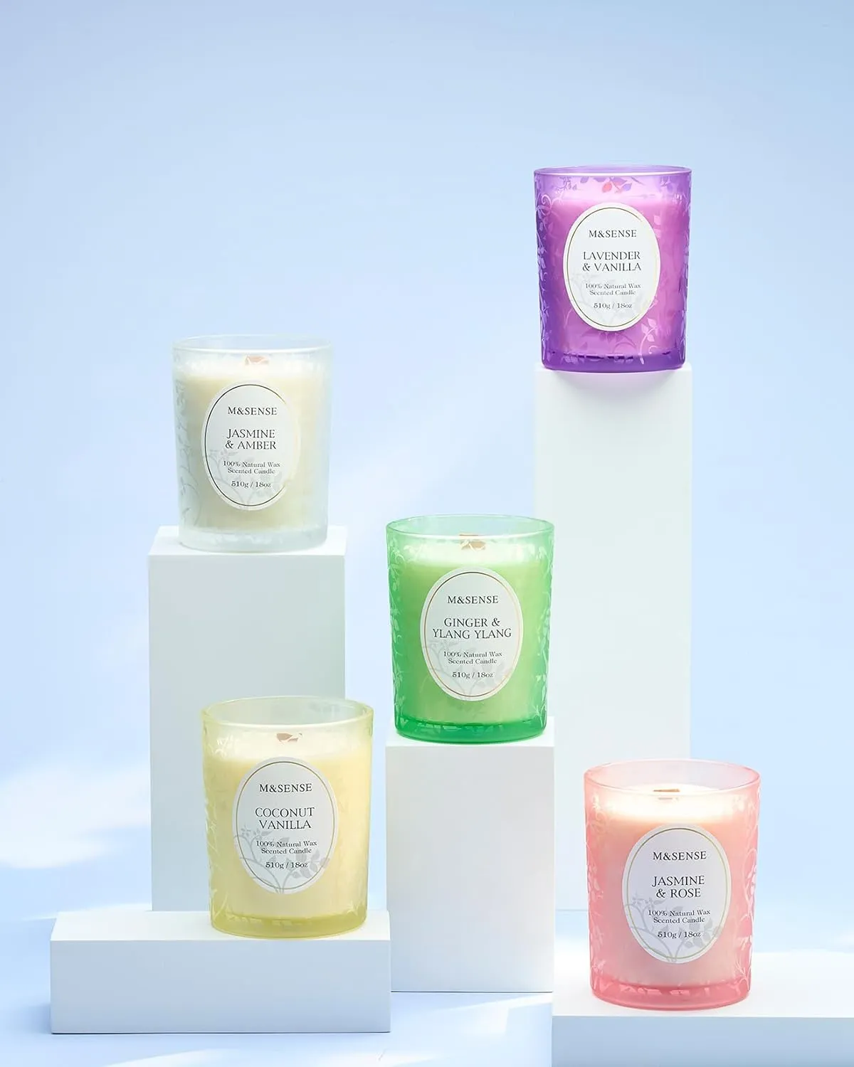 M&SENSE Misty Forest Eucalyptus Pine Scented Candles, Wooden Wick Natural Soy Wax, 100 Hours Slow Burning 18oz, Stress Relief Aromatherapy Home Decor Candle, Gifts for Men Women Father