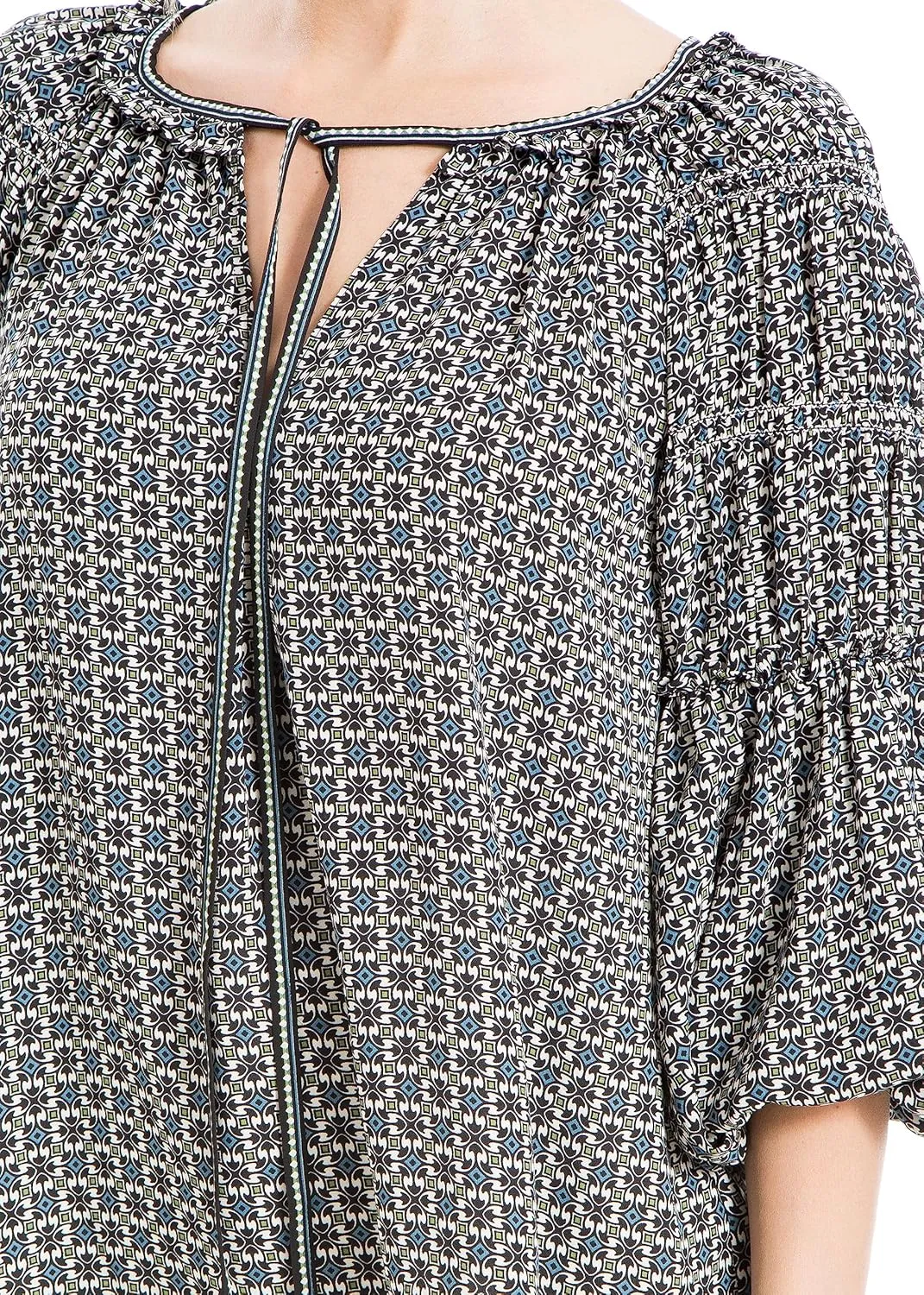 Max Studio Women's Crepe Blouse with Neck Tie Detail