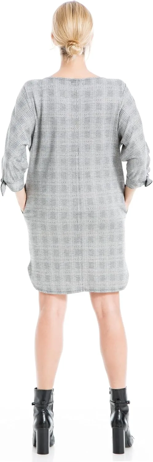 Max Studio Women's Double Knit 3/4" Tie Sleeve Short Dress