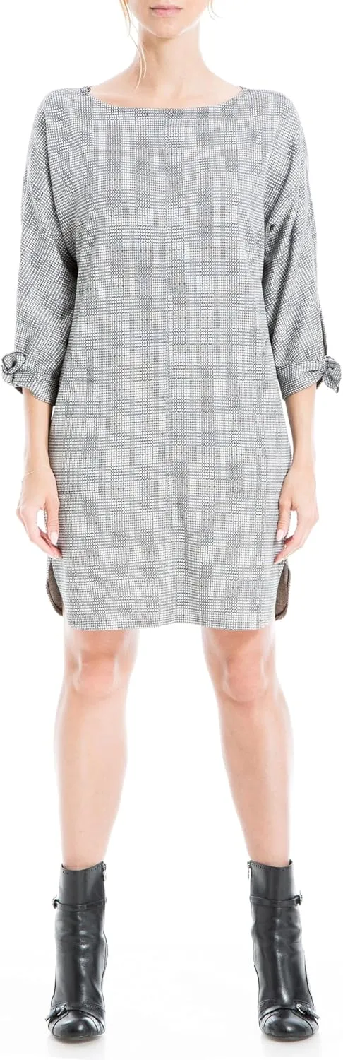 Max Studio Women's Double Knit 3/4" Tie Sleeve Short Dress
