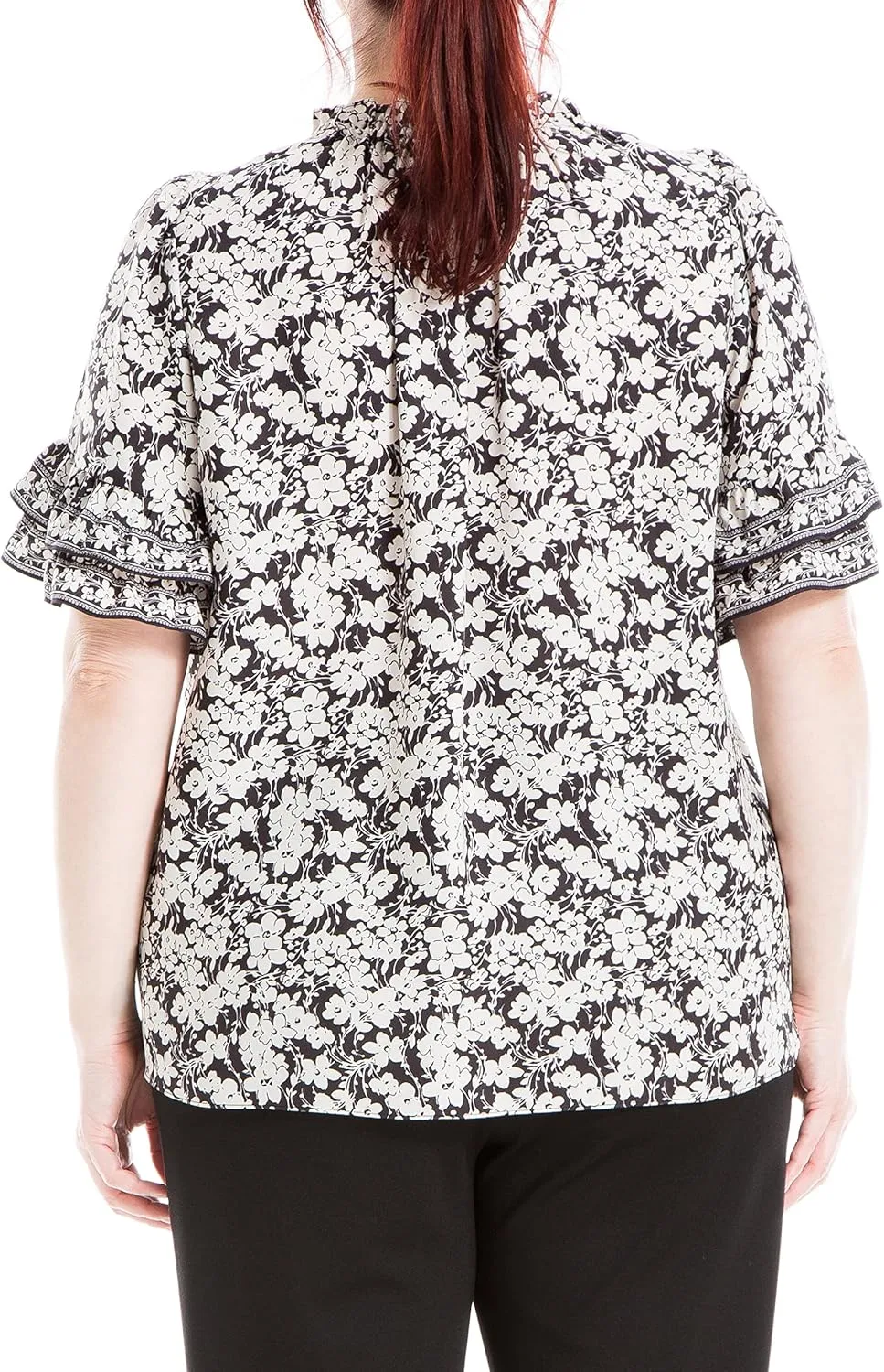 Max Studio Women's Plus Size Elbow Sleeve Ruffle Blouse
