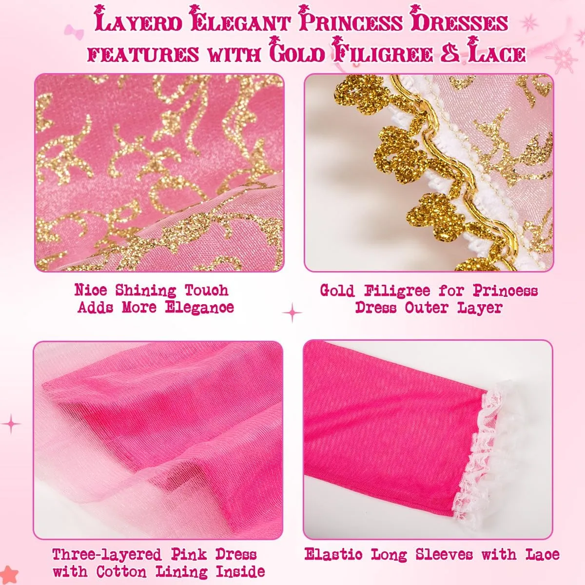 Meland Princess Dresses for Girls - Light Up Princess Dress Up for 3-10 Year Old, Costume for Girls Halloween Birthday