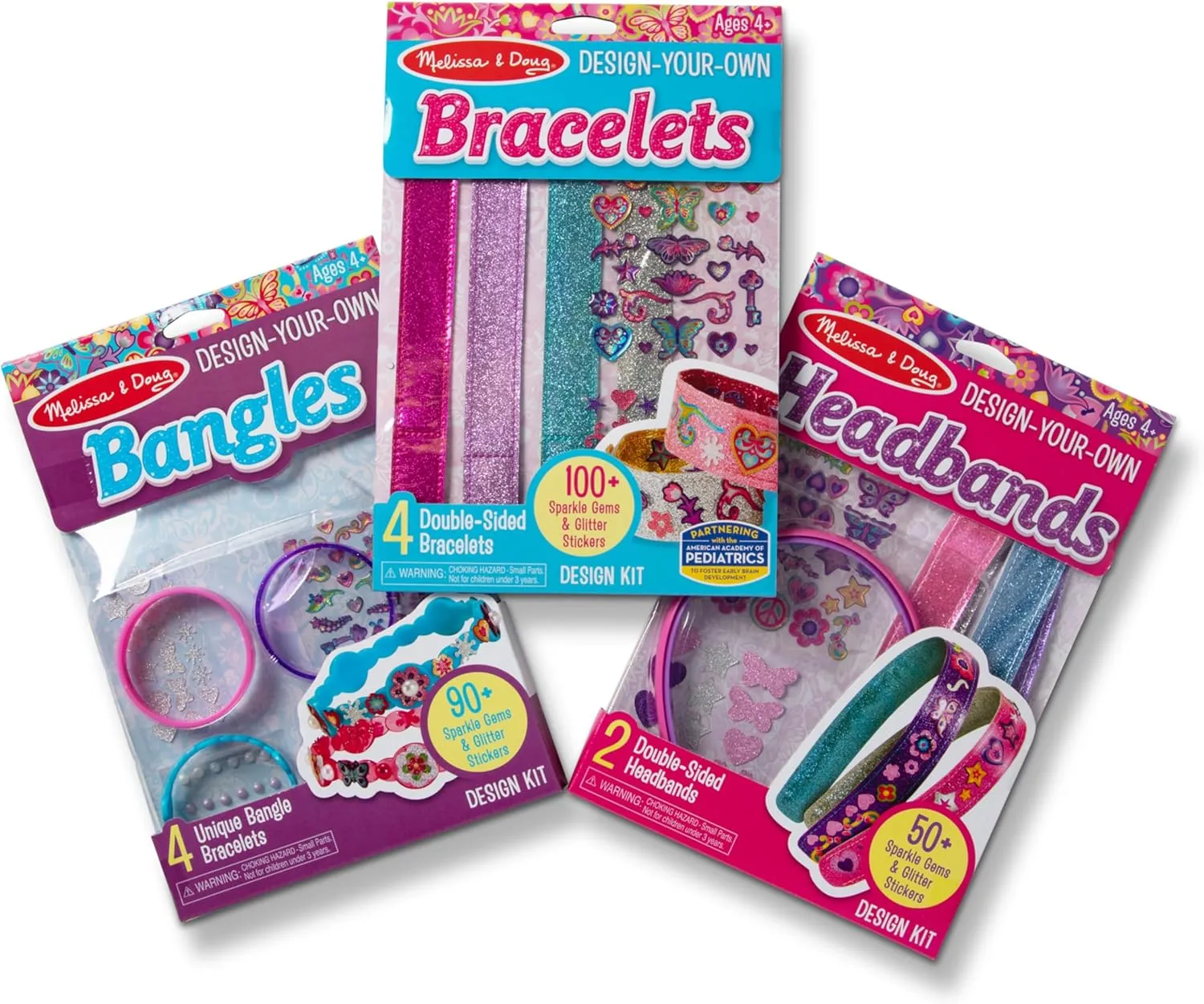 Melissa & Doug Design-Your-Own Jewelry-Making Kits - Bangles, Headbands, and Bracelets - DIY , Decorate With Stickers, Crafting Set For Kids Ages 4 