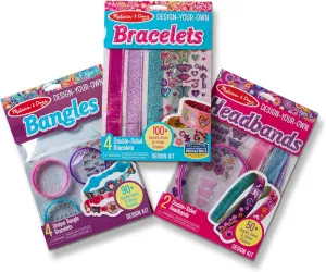 Melissa & Doug Design-Your-Own Jewelry-Making Kits - Bangles, Headbands, and Bracelets - DIY , Decorate With Stickers, Crafting Set For Kids Ages 4 