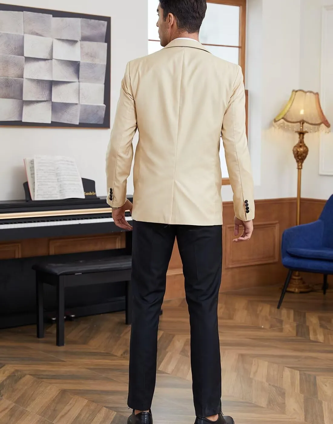 Men 3 Piece Tuxedo Suit Double Breasted Suit for Men Wedding Prom Slim Fit Blazer Vest Pants with Bow Tie