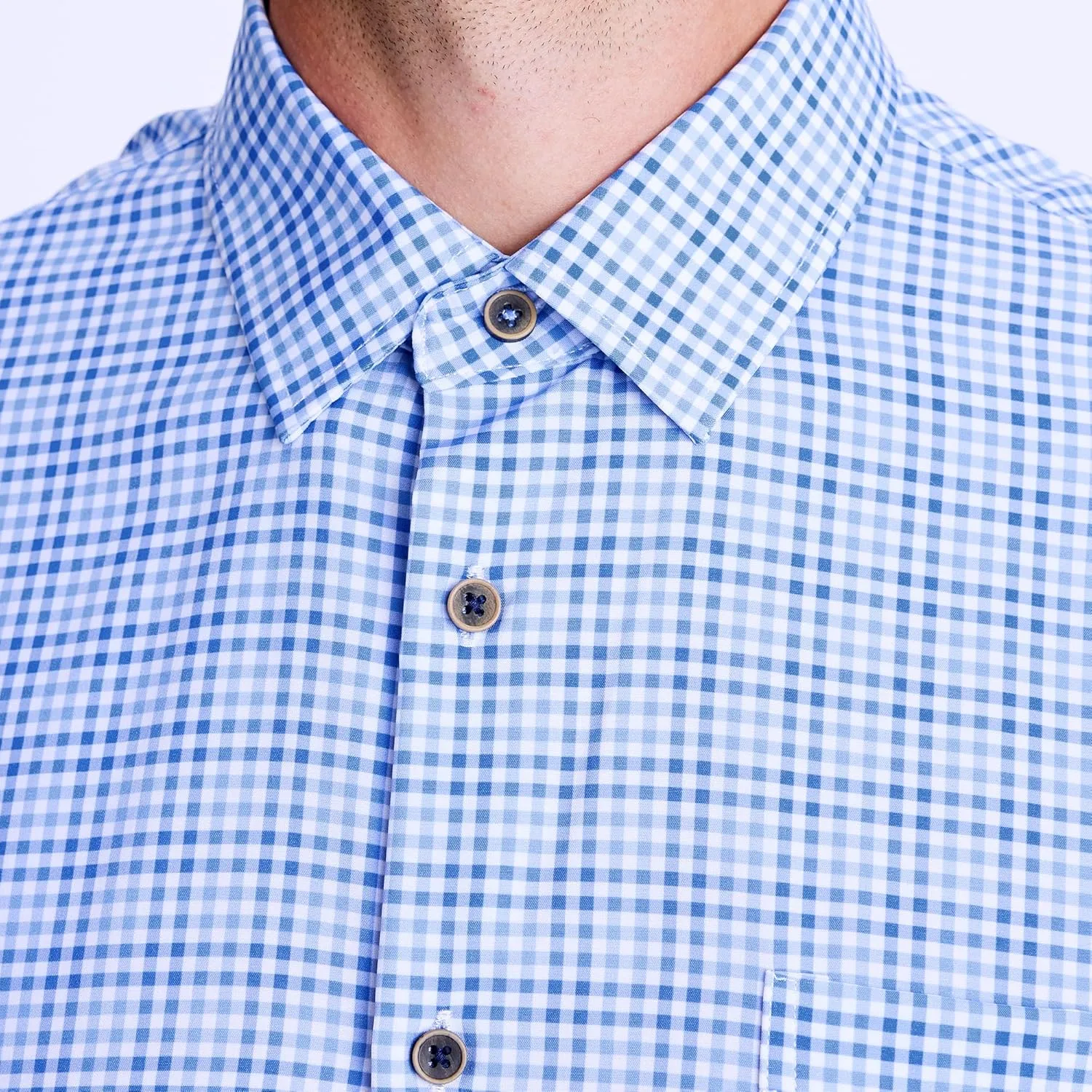 Mens Casual Button Down Shirts Wrinkle Free 4-Way Stretch Dress Shirs Short Sleeve Plaid Summer Shirts for Men