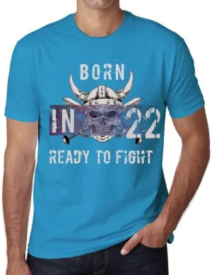 Men's Graphic T-Shirt Born in 22 Ready to Fight 22nd Birthday Anniversary 22 Year Old Gift 2002 Vintage Eco-Friendly Short Sleeve Novelty Tee Aqua 5XL