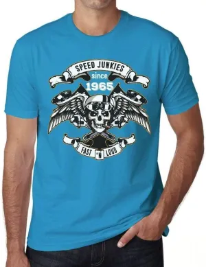 Men's Graphic T-Shirt Fast and Loud Speed Junkies Since 1965 59th Birthday Anniversary 59 Year Old Gift 1965 Vintage Eco-Friendly Short Sleeve Novelty Tee Aqua 3XL