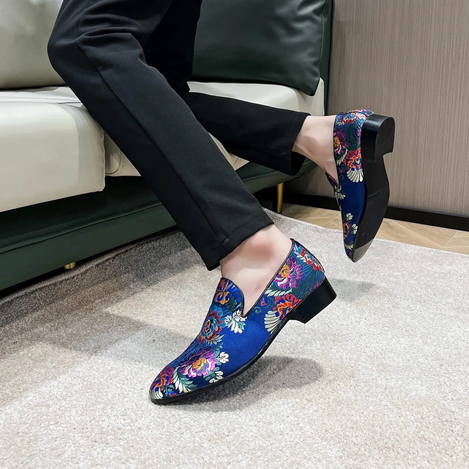 Men's Luxury Embroidery Penny Loafer Noble Slip-on Suede Loafers Shoes Smoking Slippers Party Dancing Shoes Plus Size 7-13