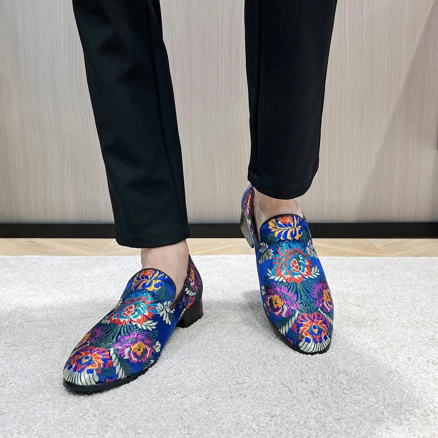 Men's Luxury Embroidery Penny Loafer Noble Slip-on Suede Loafers Shoes Smoking Slippers Party Dancing Shoes Plus Size 7-13