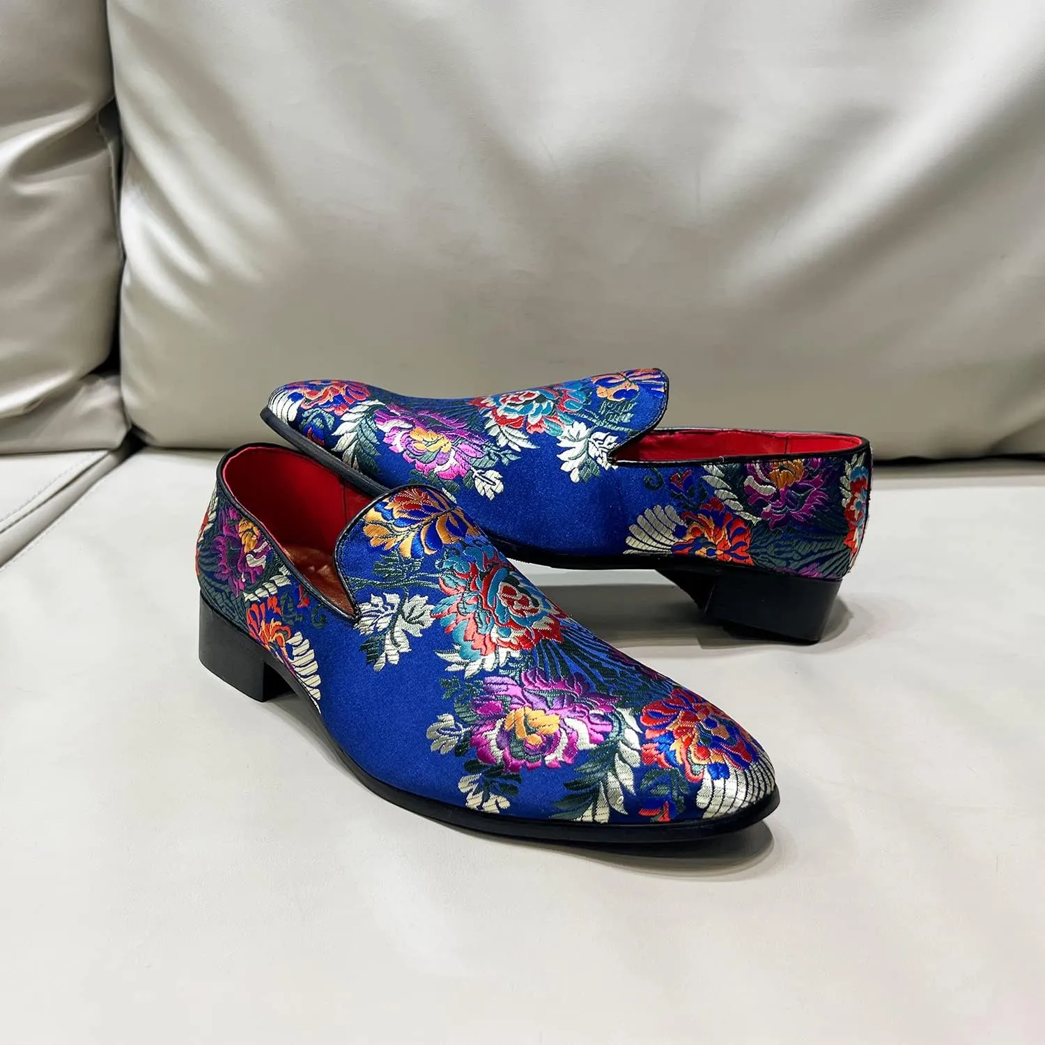 Men's Luxury Embroidery Penny Loafer Noble Slip-on Suede Loafers Shoes Smoking Slippers Party Dancing Shoes Plus Size 7-13