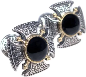 Men's Silver, 18K Gold and Onyx Cufflinks MAMK92-120-CAB