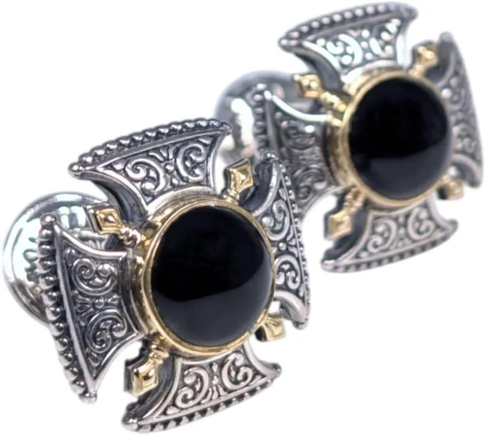 Men's Silver, 18K Gold and Onyx Cufflinks MAMK92-120-CAB
