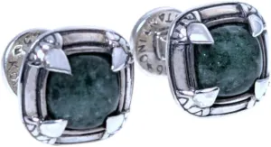 Men's Silver and Green Aventurine Cufflinks MAKJ91-131-448