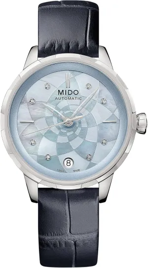 MIDO Rainflower - Swiss Automatic Watch for Women - Blue Mother of Pearl Dial - Case 34mm - M0432071613100