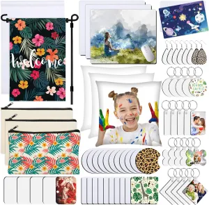 Modacraft 128-Piece Sublimation Blank Products Starter Kit - Perfect for Personalized Printing DIY Crafts, Custom Gifts for Easter, Mother's Day, Children's Day, and Home Decor